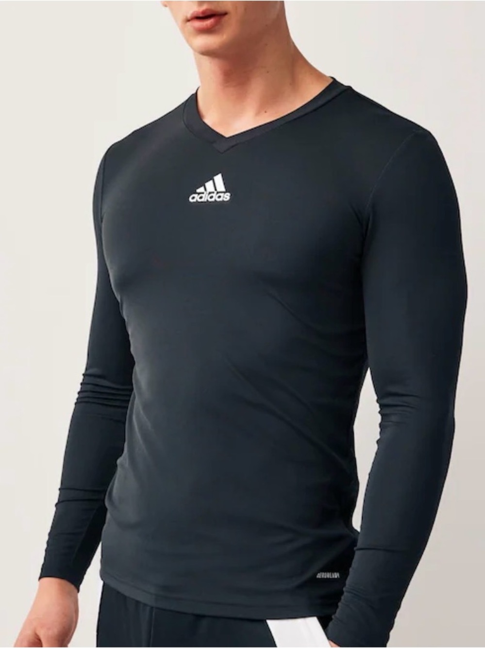 adidas Black V-Neck Performance Long Sleeve Top